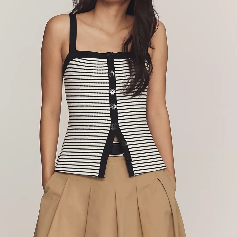 Anthropologie Maeve Square-Neck Button-Front Tank Top Pre Owned Worn Once Size M
